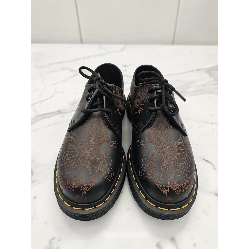 Dr Martens 1461 Phoenix Vintage Smooth Leather Shoes Black Men's 7 W8 New